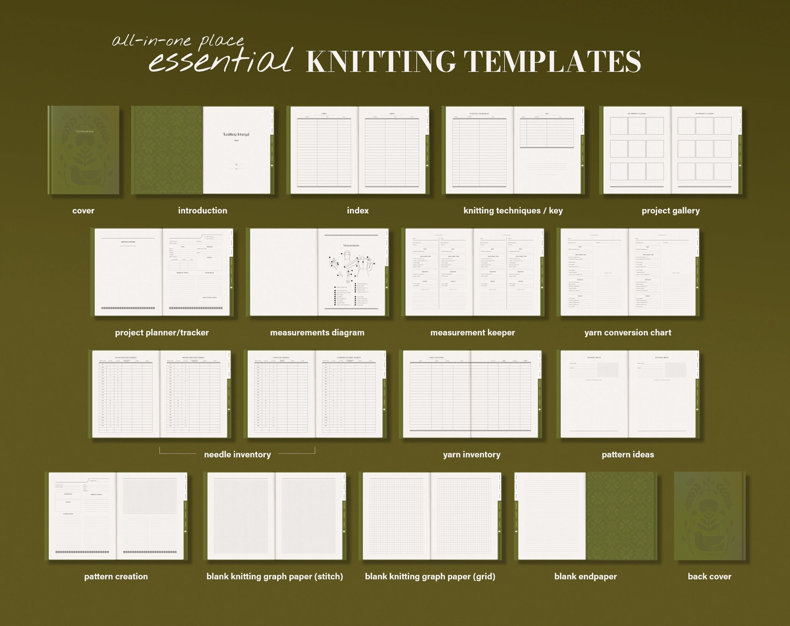 The Essential Knitting Journal PDF Digital Planner For Knitting Projects Measurements Patterns Inventory And Knitting Graph Paper Etsy