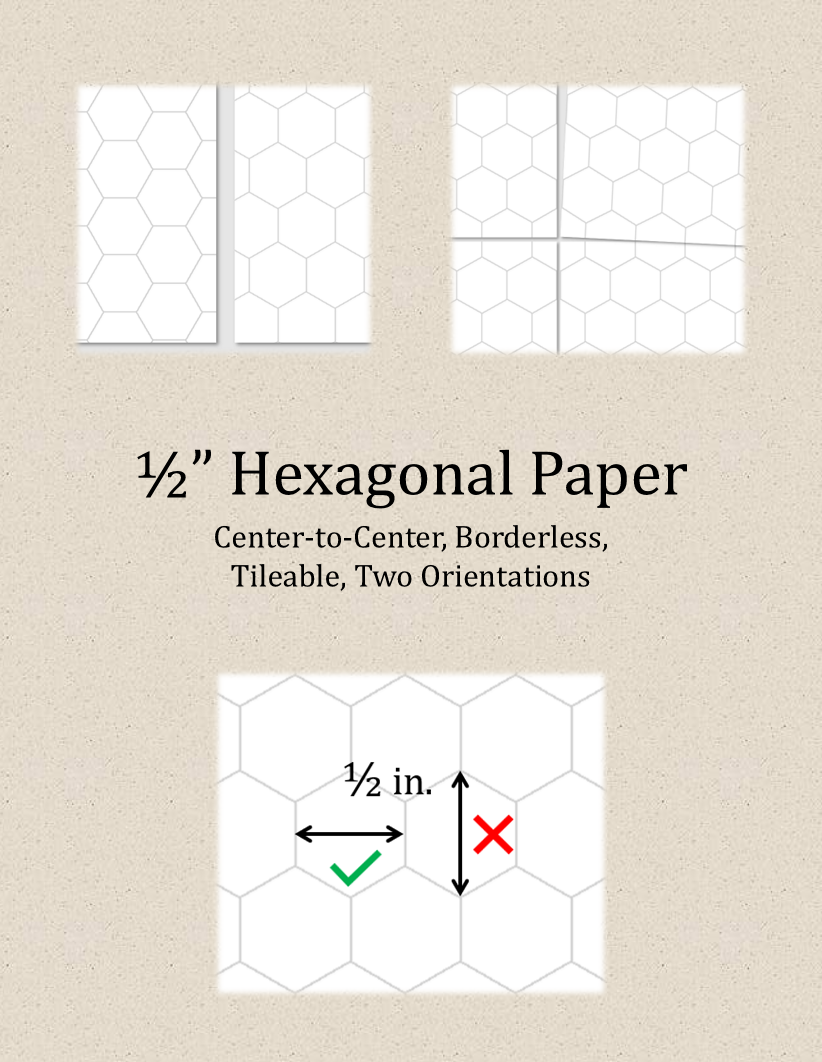 True 0 5 Inch Hexagonal Graph Paper Elcathiar Studio DriveThruRPG
